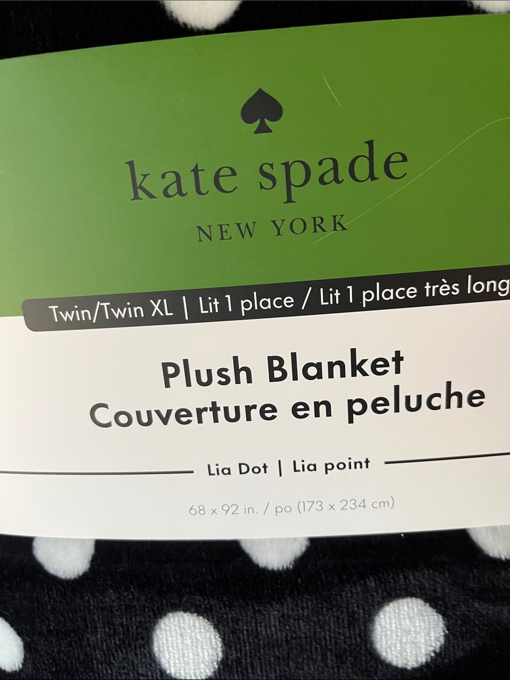 NWT Kate spade Black & White Polka Dot Plush Throw Blanket - Picture 2 of 3